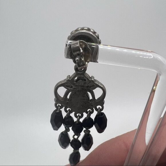 Black and Gray Costume Fashion Chandelier Earrings - Picture 6 of 6